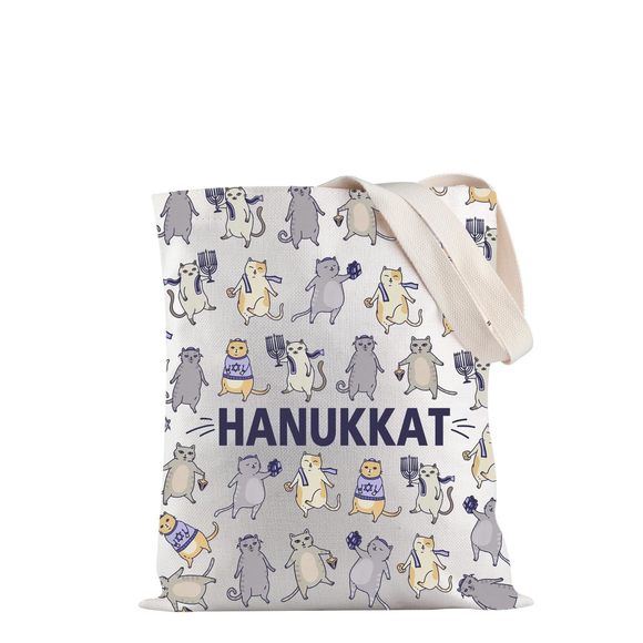 Cat Hanukkah Shoing Bag Hanukkat Tote Bag Jewish Hanukkah Gift Cat Lovers B) - Picture 1 of 7